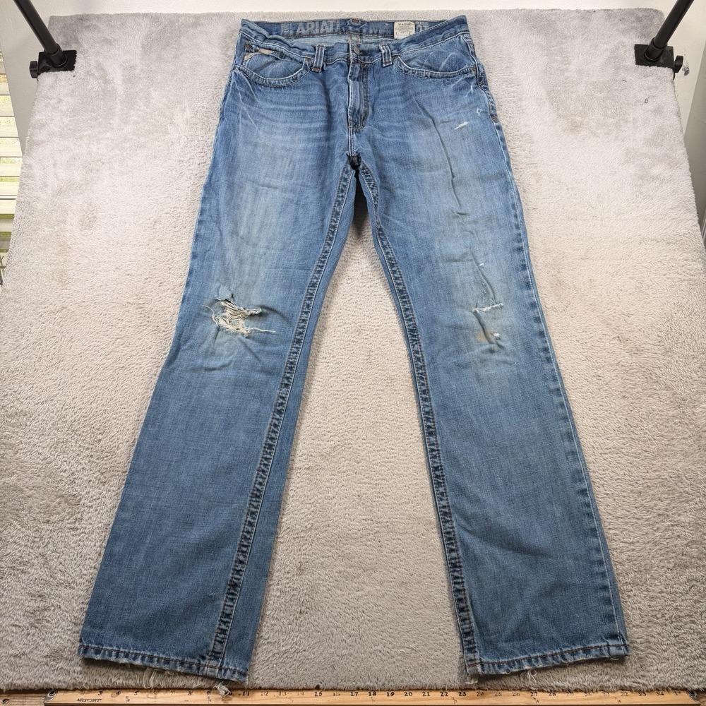 Ariat M4 Jeans Men 35x36 (Fit 34x34) Blue Denim Low Rise Boot Cut Workwear Rodeo